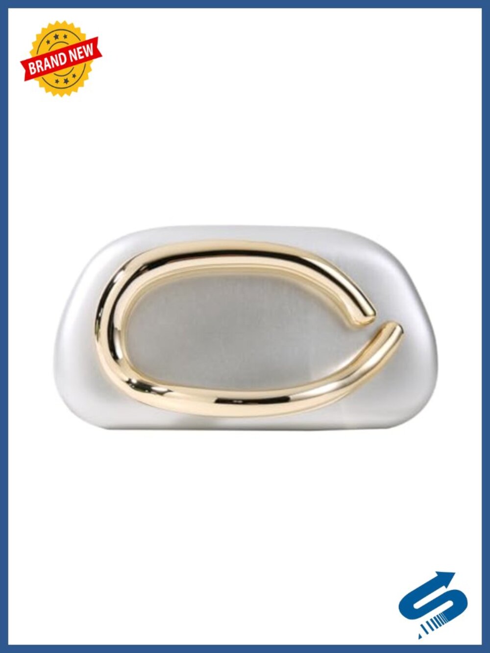 Gold-Tone Art Deco Clutch Evening Bag with Removable Chain Strap